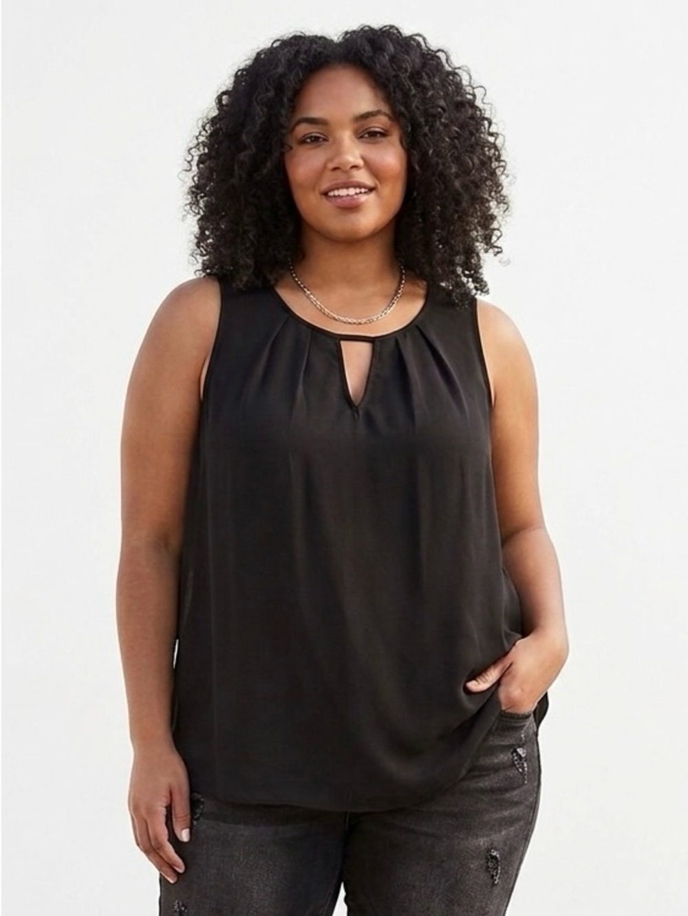TORRID Black Keyhole Tank Top